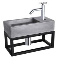 Differnz Ravo fonteinset beton donkergrijs kraan kruis chroom 38.5 x 18.5 x 9 cm met handdoekrek - thumbnail