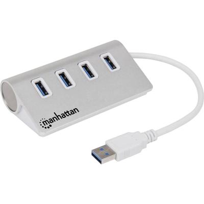 Manhattan 163767 USB 3.2 Gen 1-hub 4 poorten Met aluminium behuizing Wit Manhattan 163767 USB 3.2 Gen 1-hub 4 poorten Met aluminium behuizing Wit