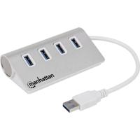 Manhattan 163767 USB 3.2 Gen 1-hub 4 poorten Met aluminium behuizing Wit - thumbnail