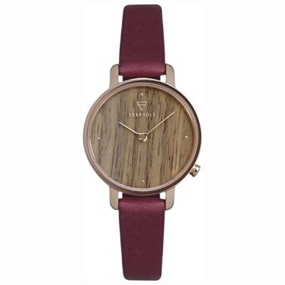 Kerbholz 4251240411675 Horloge Hout/Leder Emma Walnut-Berry 30 mm