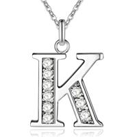 Zilverkleurige Letter K Dames Ketting met Zirkonia - thumbnail