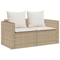 5-delige Tuinbankstel met kussens stapelbaar beige poly rattan - thumbnail