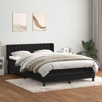 Boxspring met matras fluweel zwart 160x210 cm - thumbnail