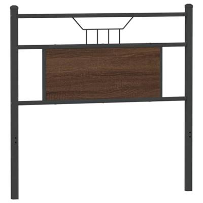 Hoofdbord 80 cm bewerkt hout en staal bruin eikenkleurig