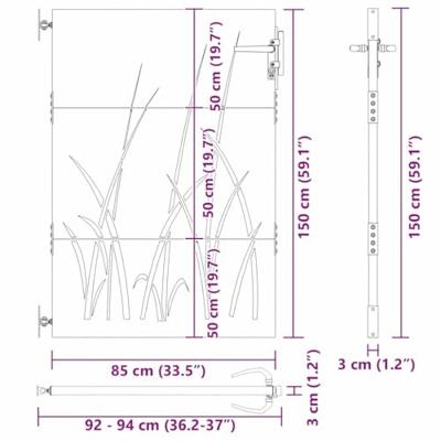Tuinpoort met slot Zwart 85 x 150 cm Poedergecoat staal