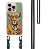 iPhone 16 Pro hoesje met zwart koord - Luipaard hipster - thumbnail