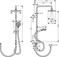 Regendouche set HansGrohe Vernis Shape Showerpipe 230 1 Jet Reno E Chroom - thumbnail