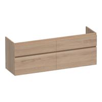 Brauer Delight - Onderkast - 160 cm - met 4 Softclose Lades Greeploos en 2 Sifon Uitsparingen - Lamellen Eiken Naturel - thumbnail