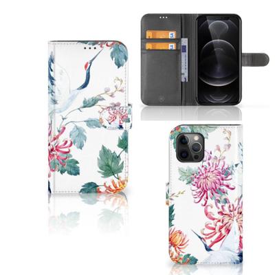 Apple iPhone 12 Pro Max | Telefoonhoesje | Met pasjeshouder | Bird Flowers