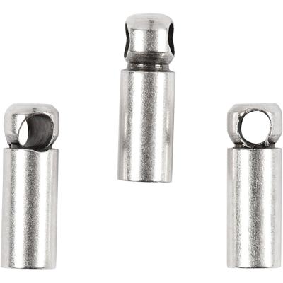 Creativ Company Eindkappen, l: 8 mm, d 2 mm, verzilverd, 10 stuk/ 1 doos
