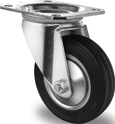 Promat/Tecwerk Zwenkwiel | Wiel-Ø 125 mm | draagvermogen 100 kg | massief rubber | plaat L105xB80 mm - 3000276002