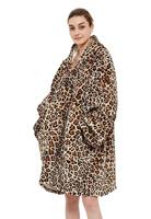 Draagbare deken met capuchon & mouwen - leopard - thumbnail