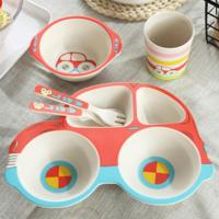 Bamboe Fiber cartoon diner plaat voor kinderen (rood) - thumbnail