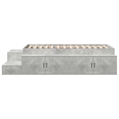 Opbergbedframe Beton Grijs 234 x 103 x 53.5 cm Bewerkt hout