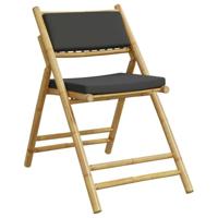 3-delige Bistroset inklapbaar met kussens bamboe donkergrijs - thumbnail