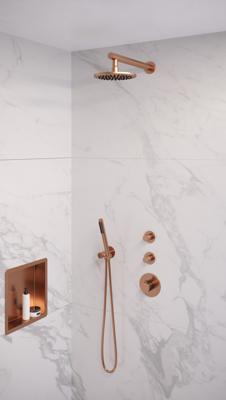Brauer Copper Edition Thermostatische Regendoucheset Inbouw - Hoofddouche 20 cm - Rechte Wandarm - Handdouche Staaf - Doucheslang - Wandaansluitbocht