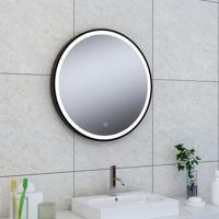 Maro spiegel rond met LED, dimbaar en spiegelverwarming 60 cm mat zwart - thumbnail