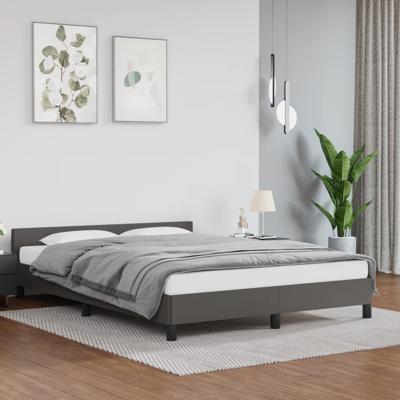 Bedframe met hoofdbord kunstleer grijs 140x190 cm Bedframe met hoofdbord kunstleer grijs 140x190 cm