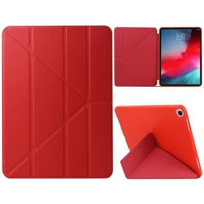 Gierst textuur PU + silica gel volledige dekking lederen draagtas voor iPad Air (2019)/iPad Pro 10 5 inch met multi-vouwen houder (rood)