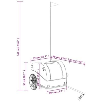 Fietstrailer 30 kg ijzer zwart en blauw - thumbnail