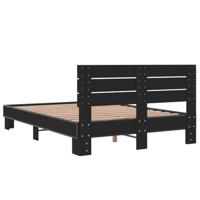 Bedframe bewerkt hout metaal zwart 120x200 cm - thumbnail