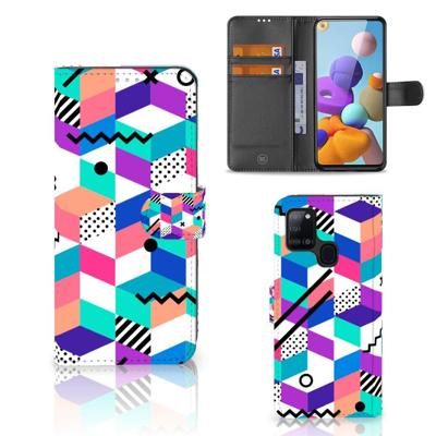 Samsung Galaxy A21s | Book Case | Blokken Kleurrijk