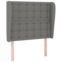 Hoofdbord met randen 163x23x118/128 cm stof donkergrijs - thumbnail