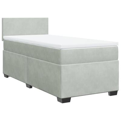 Boxspring met matras fluweel lichtgrijs 120x190 cm - thumbnail