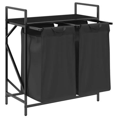 Wasmand 2 vakken met plank zwart eikenkleurig Wasmand 2 vakken met plank zwart eikenkleurig