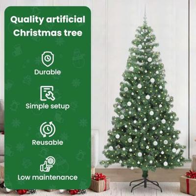 VidaXL Kerstboom met 300 led met standaard groen 240 cm pvc VidaXL Kerstboom met 300 led met standaard groen 240 cm pvc