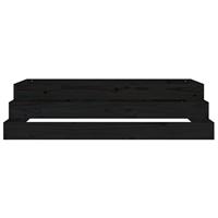 Plantenbak 110x110x27 cm massief grenenhout zwart - thumbnail