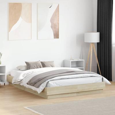 Bedframe met LED-verlichting sonoma eikenkleurig 150x200 cm