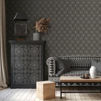 DUTCH WALLCOVERINGS behang hexagonal zwart en goudkleurig - thumbnail
