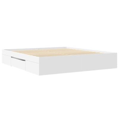 Bedframe massief hout wit 200x200 cm Bedframe massief hout wit 200x200 cm