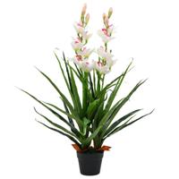 Kunstplant met pot cymbidium orchidee 100 cm groen - thumbnail