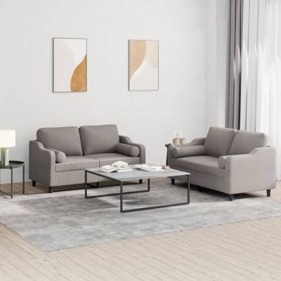 2-delige Loungeset met kussens stof taupe