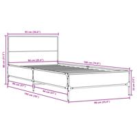 Bedframe bewerkt hout metaal bruin eikenkleur 140x200 cm - thumbnail