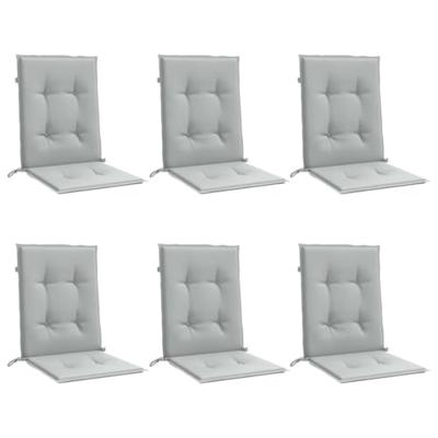 Stoelkussens 6 st lage rug 100x50x4 cm stof lichtgrijs