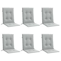 VidaXL Stoelkussens 6 st lage rug 100x50x4 cm stof lichtgrijs - thumbnail