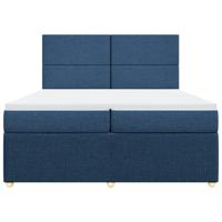 Boxspring met matras stof blauw 200x200 cm - thumbnail