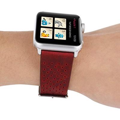 Dot Pattern Leren bandje - Rood - Geschikt voor Apple Watch 44mm / 45mm / 46mm / 49mm Dot Pattern Leren bandje - Rood - Geschikt voor Apple Watch 44mm / 45mm / 46mm / 49mm