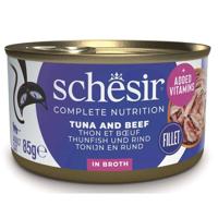SCHESIR in cooking water Tuna with beef and rice - nat kattenvoer - 85 g - thumbnail
