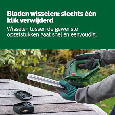 Bosch Groen AdvancedShear 18V-10 Accu Buxus- en grasscharenset | 2.0 Ah accu + Oplader | In doos - 0600857000 - thumbnail