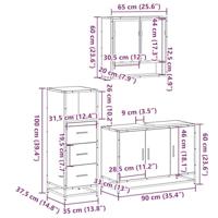 3-delige Badkamermeubelset bewerkt hout sonoma eikenkleurig - thumbnail