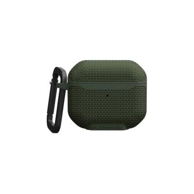 Urban Armor Gear Metropolis Case voor Apple AirPods (3e generatie 2021) Case [Draadloos opladen/Magnetische opladen compatibel/Status LED zichtbaar, afneembare karabijnhaak ] olijf