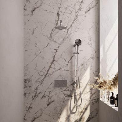 Brauer Chrome Edition Thermostatische Regendoucheset Inbouw - Hoofddouche 20 cm - Rechte Wandarm - Met Drukknoppen - Handdouche 3 Standen - Doucheslang - Geintegreerde Glijstang - Chroom