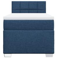Boxspring met matras stof blauw 90x200 cm - thumbnail