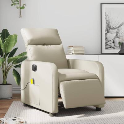 Massagestoel verstelbaar elektrisch kunstleer crèmekleurig