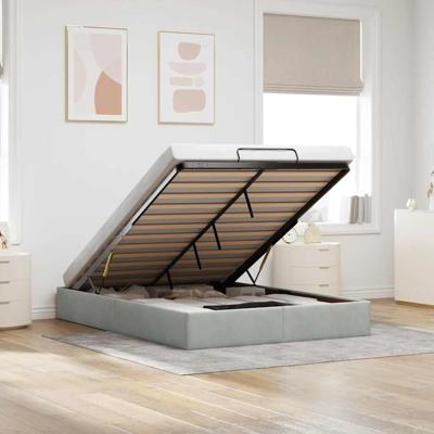 Ottoman bedframe zonder matras 140x190 cm fluweel lichtgrijs