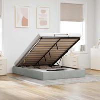 Ottoman bedframe zonder matras 140x190 cm fluweel lichtgrijs - thumbnail